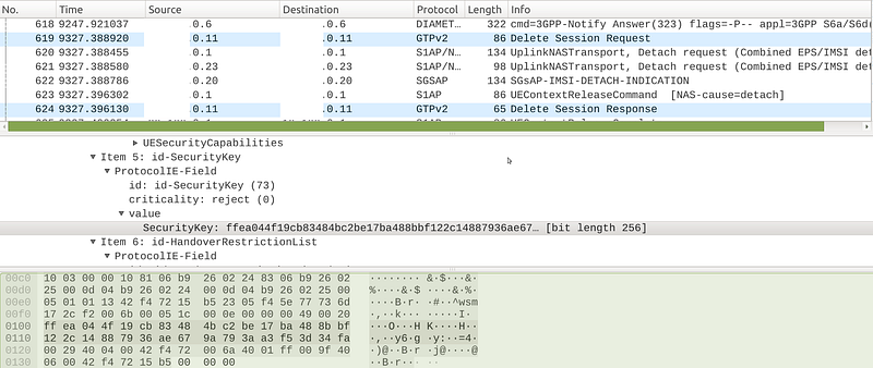 Interception of keys on the MME