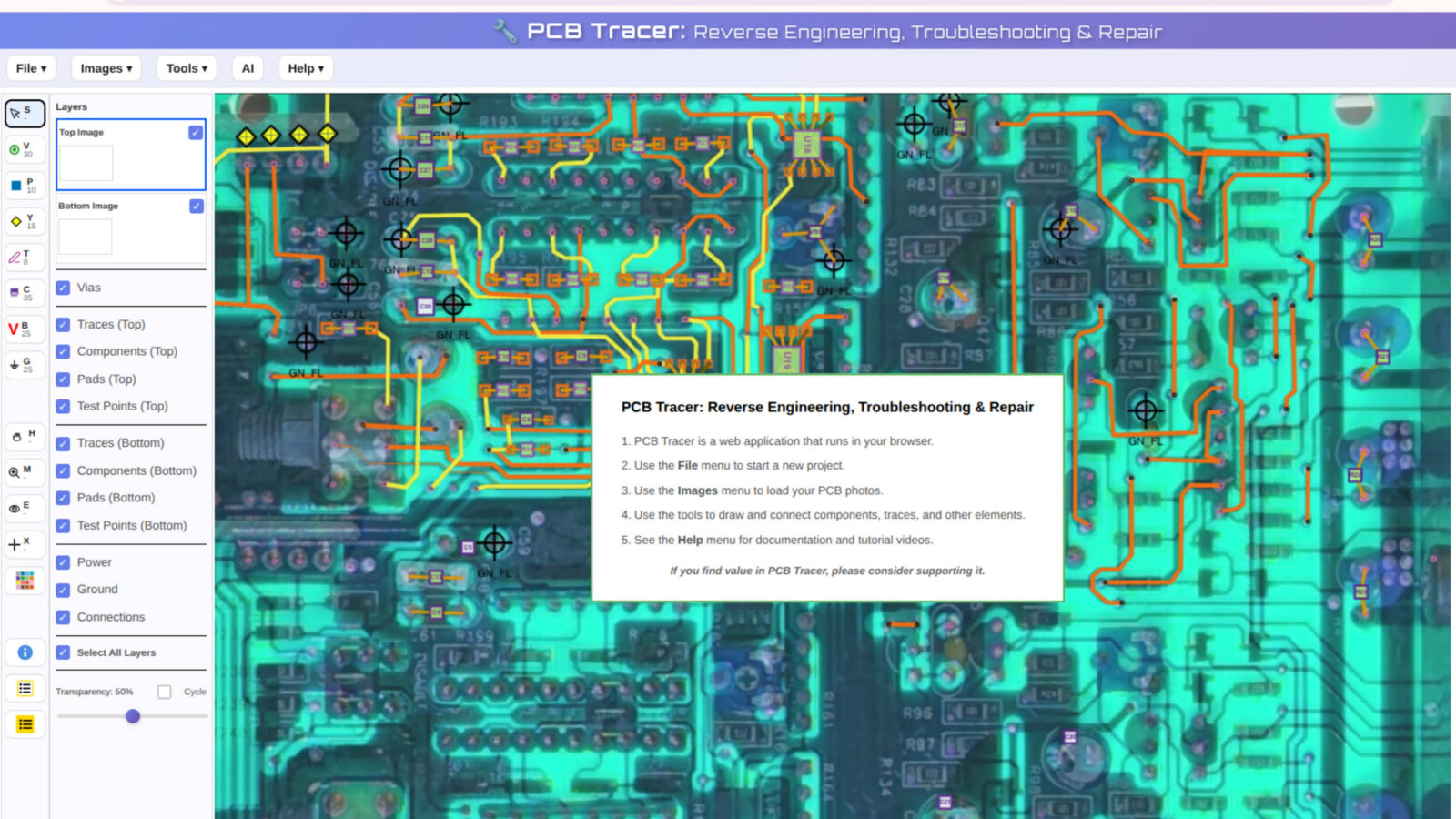 PCB Tracer pour la rétro-ingénierie, le diagnostic et la réparation
