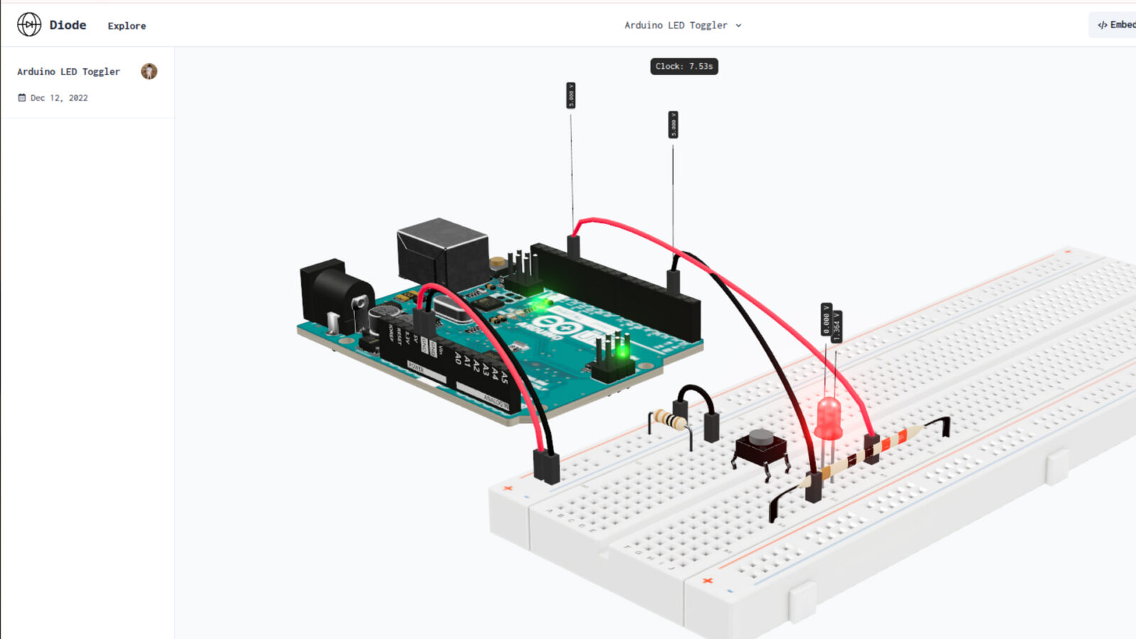 Un outil de simulation matérielle 3D dans votre navigateur (LED uniquement pour l'instant)